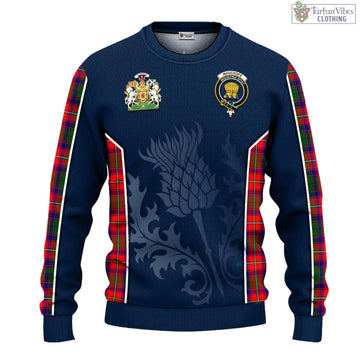 Wauchope Tartan Knitted Sweatshirt with Family Crest and Scottish Thistle Vibes Sport Style