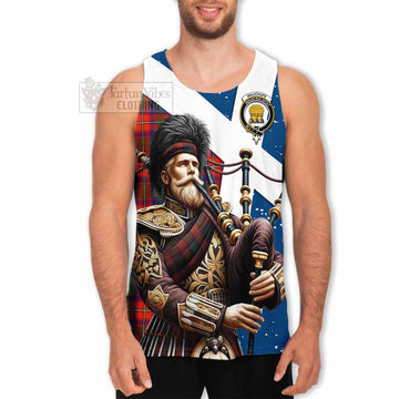 Wauchope Tartan Men's Tank Top with Family Crest Scottish Bagpiper Vibes - Tartan Vibes Clothing