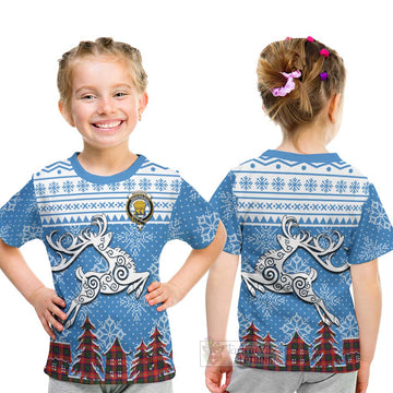 Wauchope Clan Christmas Kid T-Shirt Celtic Reindeer Style - Tartan Vibes Clothing