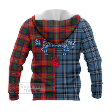 Wauchope Tartan Knitted Hoodie Happy St. Andrew's Day Half Tartan Style - Tartan Vibes Clothing