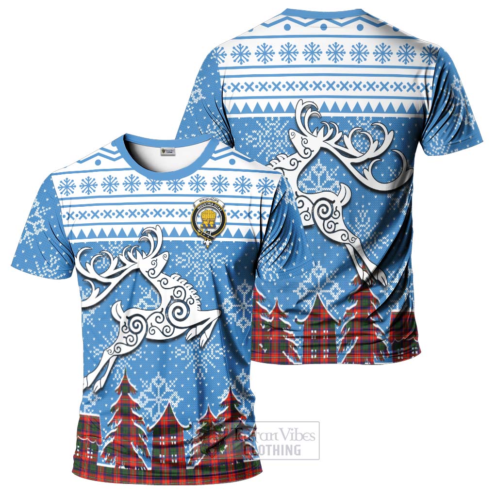 Wauchope Clan Christmas T-Shirt Celtic Reindeer Style - Tartan Vibes Clothing
