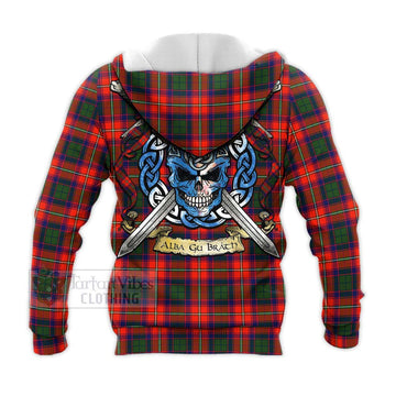 Wauchope Tartan Knitted Hoodie with Family Crest Celtic Skull Style - Tartan Vibes Clothing