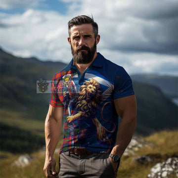 Wauchope Tartan Family Crest Men's Polo Shirt with Scottish Majestic Lion - Tartan Vibes Clothing