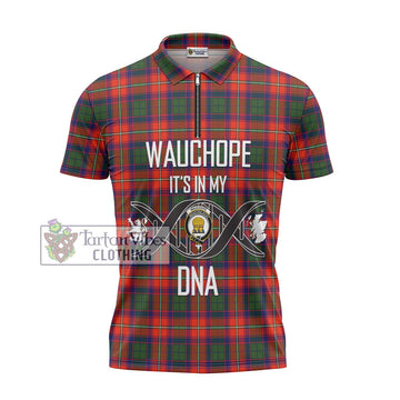Wauchope Tartan Zipper Polo Shirt with Family Crest DNA In Me Style - Tartan Vibes Clothing