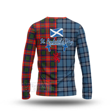 Wauchope Tartan Long Sleeve T-Shirt Happy St. Andrew's Day Half Tartan Style - Tartan Vibes Clothing