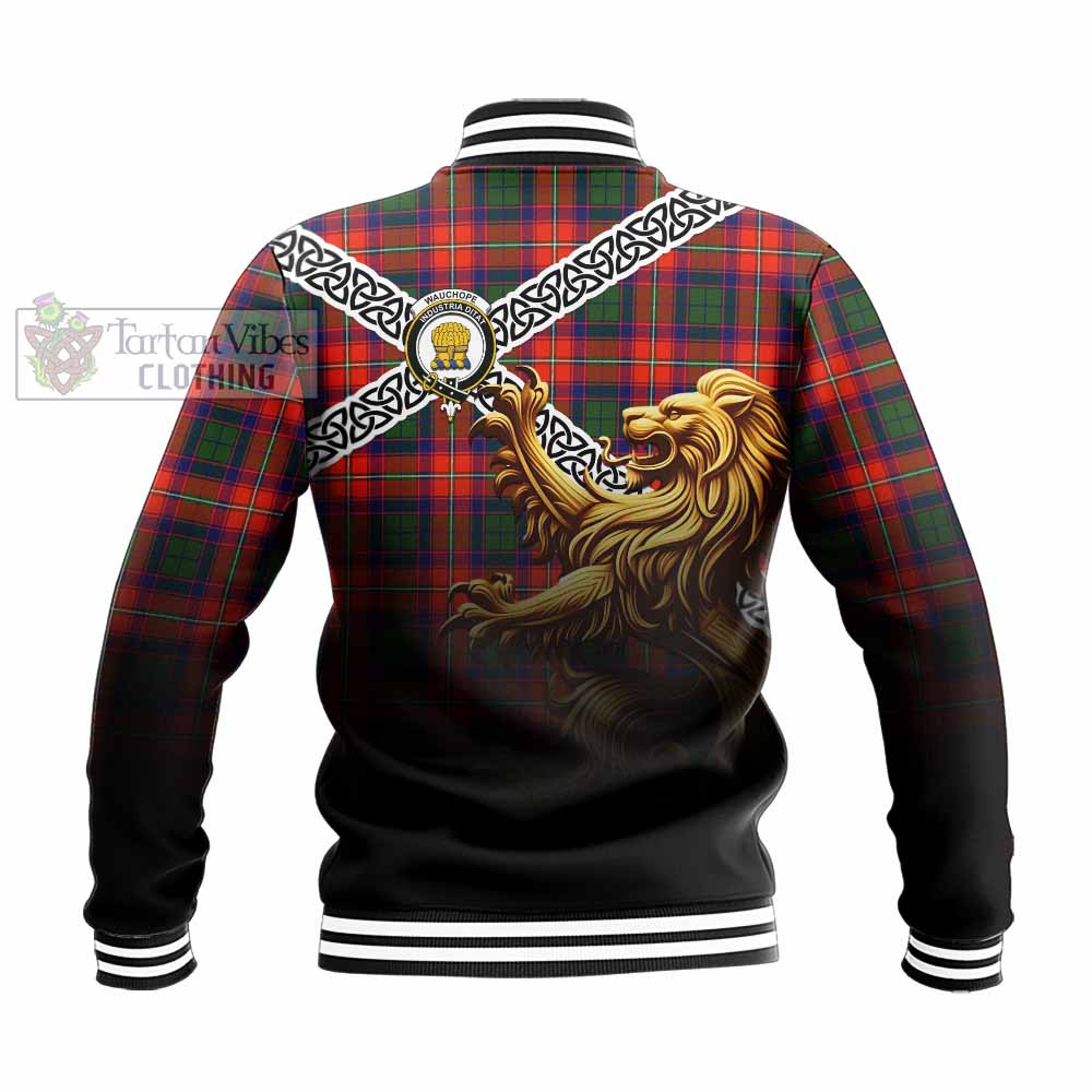 Wauchope Crest Tartan Baseball Jacket with Golden Lion Emblem Celtic Style - Tartan Vibes Clothing