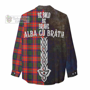 Wauchope Tartan Family Crest Women's Casual Shirt Alba Gu Brath Be Brave Lion Ancient Style - Tartan Vibes Clothing