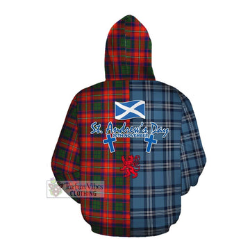 Wauchope Tartan Cotton Hoodie Happy St. Andrew's Day Half Tartan Style Pullover Hoodie - Tartan Vibes Clothing