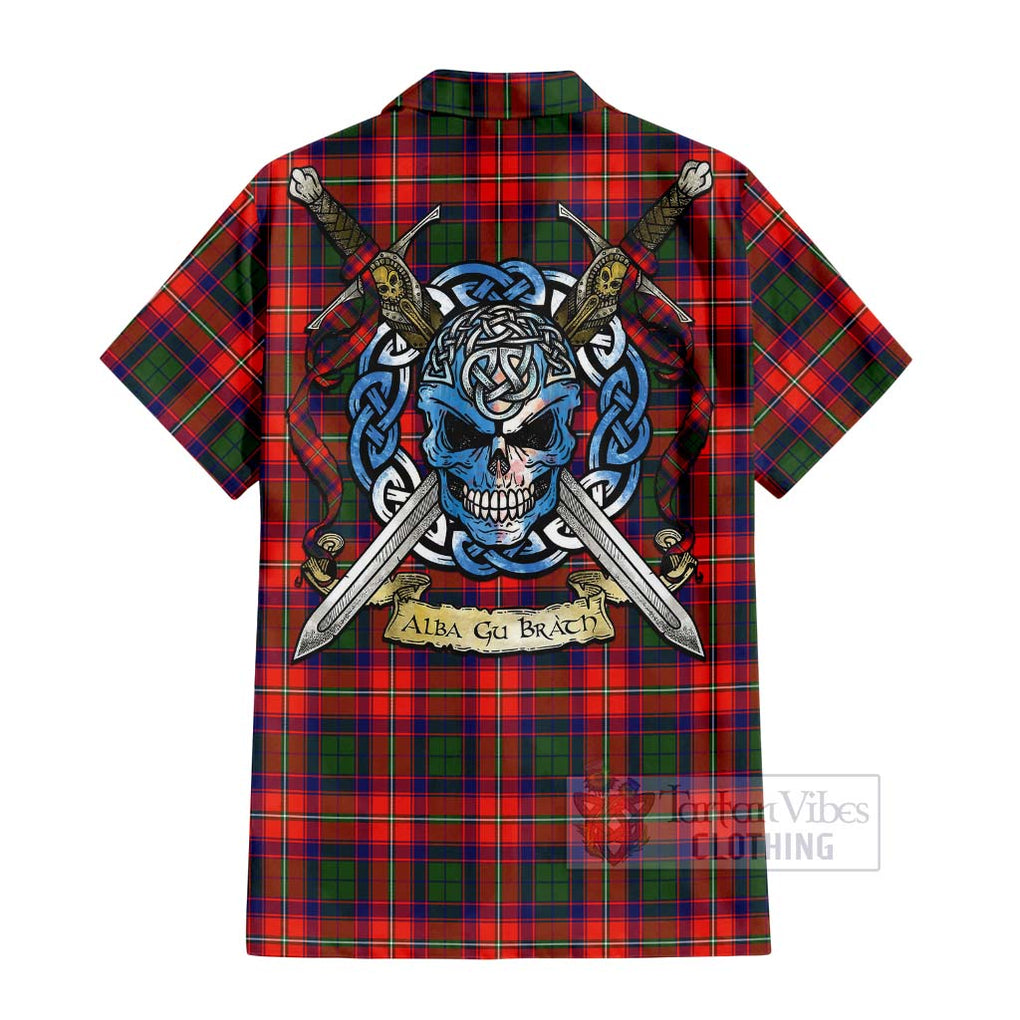 Wauchope Tartan Hawaiian Shirt with Family Crest Celtic Skull Style - Tartan Vibes Clothing