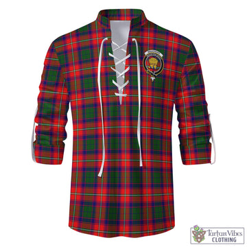 Wauchope Tartan Men's Scottish Traditional Jacobite Ghillie Kilt Shirt with Family Crest