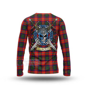 Wauchope Tartan Long Sleeve T-Shirt with Family Crest Celtic Skull Style - Tartan Vibes Clothing