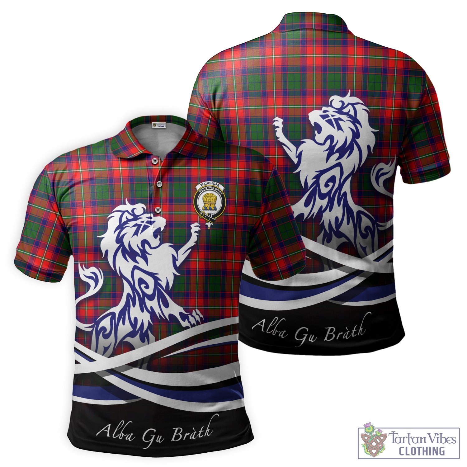 Wauchope Tartan Polo Shirt with Alba Gu Brath Regal Lion Emblem - Tartan Vibes Clothing