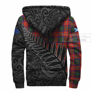 Wauchope Crest Tartan Sherpa Hoodie with New Zealand Silver Fern Half Style - Tartan Vibes Clothing