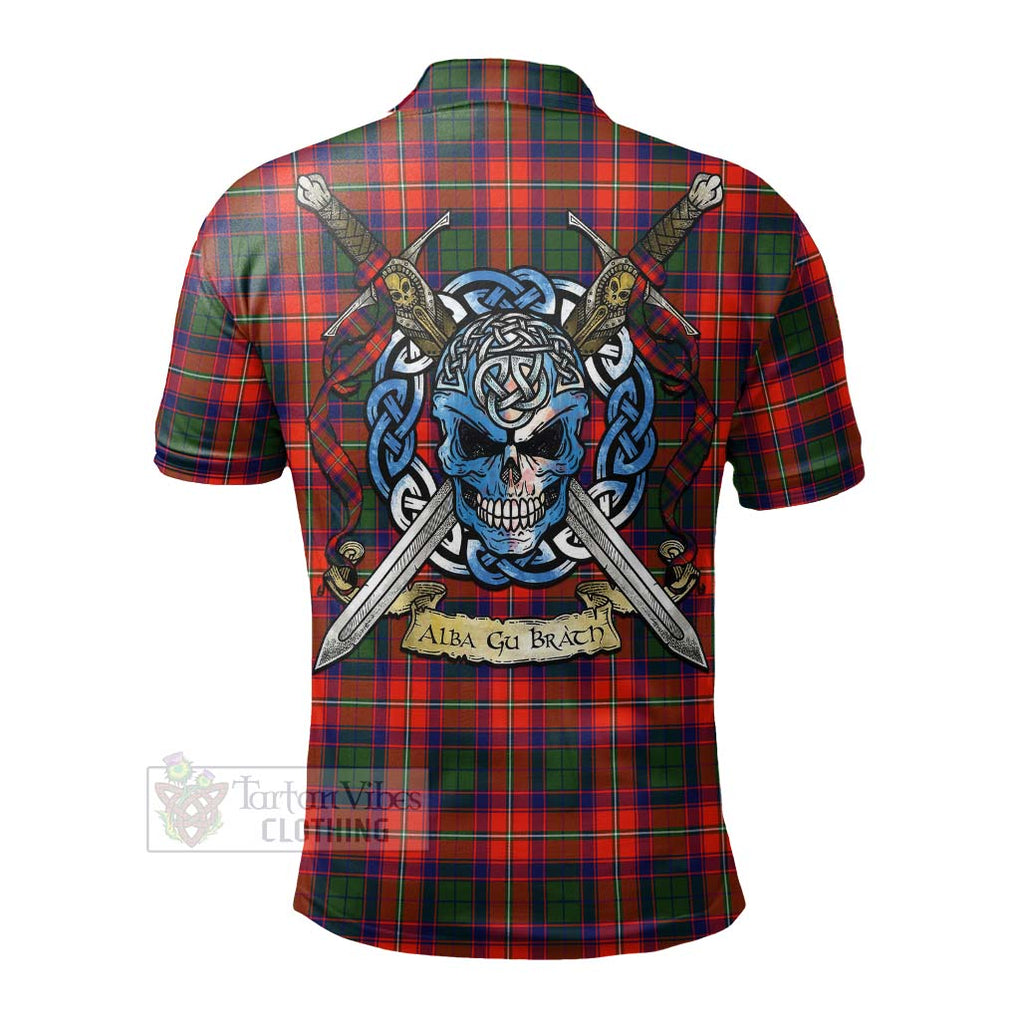 Wauchope Tartan Polo Shirt with Family Crest Celtic Skull Style - Tartan Vibes Clothing
