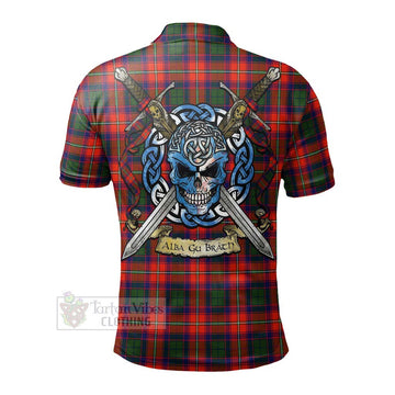 Wauchope Tartan Polo Shirt with Family Crest Celtic Skull Style - Tartan Vibes Clothing