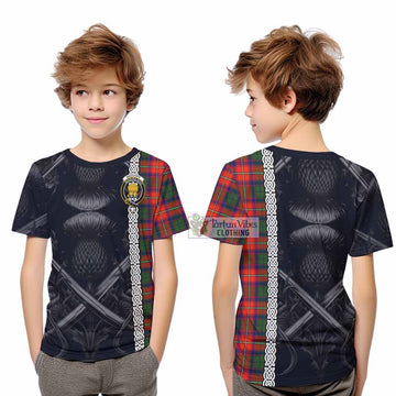 Wauchope Tartan Kid T-Shirt with Family Crest Cross Sword Thistle Celtic Vibes - Tartan Vibes Clothing