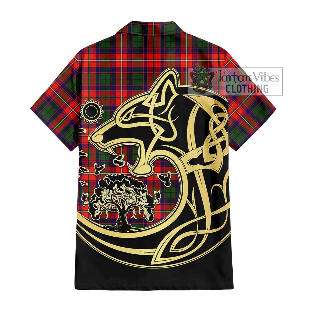 Wauchope Tartan Hawaiian Shirt with Family Crest Celtic Wolf Style - Tartan Vibes Clothing