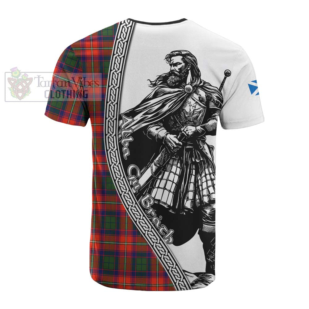 Wauchope Tartan Clan Crest Cotton T-shirt with Highlander Warrior Celtic Style - Tartan Vibes Clothing