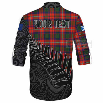Wauchope Crest Tartan Ghillie Kilt Shirt with New Zealand Silver Fern Half Style - Tartan Vibes Clothing
