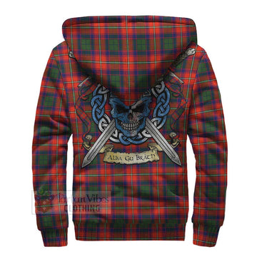 Wauchope Tartan Sherpa Hoodie with Family Crest Celtic Skull Style - Tartan Vibes Clothing