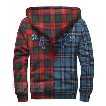 Wauchope Tartan Sherpa Hoodie Happy St. Andrew's Day Half Tartan Style - Tartan Vibes Clothing