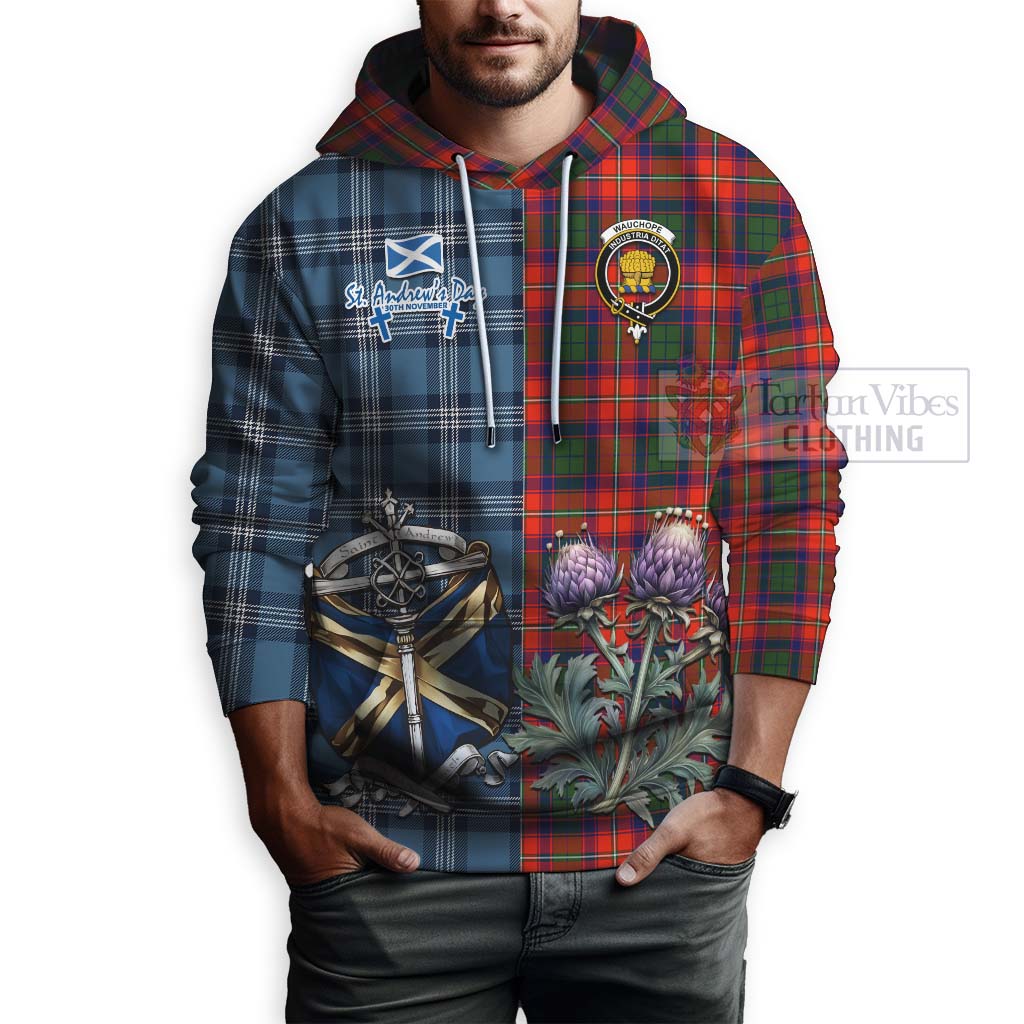 Wauchope Tartan Hoodie Happy St. Andrew's Day Half Tartan Style - Tartan Vibes Clothing