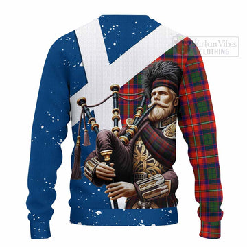 Wauchope Tartan Knitted Sweater with Family Crest Scottish Bagpiper Vibes - Tartan Vibes Clothing