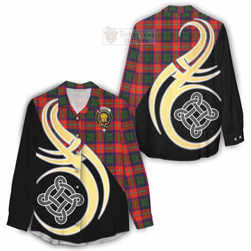 Wauchope Tartan Women's Casual Shirt with Family Crest and Celtic Symbol Style - Tartan Vibes Clothing