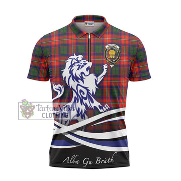 Wauchope Tartan Zipper Polo Shirt with Alba Gu Brath Regal Lion Emblem - Tartan Vibes Clothing
