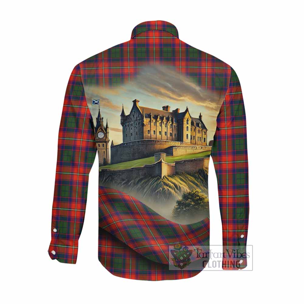 Tartan Vibes Clothing Wauchope Tartan Family Crest Long Sleeve Button Shirt with Scottish Ancient Castle Style