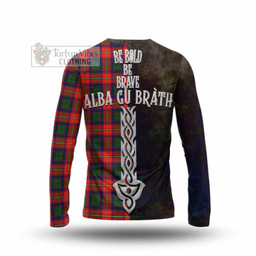 Tartan Vibes Clothing Wauchope Tartan Family Crest Long Sleeve T-Shirt Alba Gu Brath Be Brave Lion Ancient Style