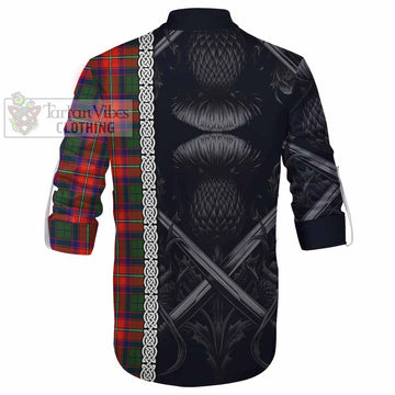 Wauchope Tartan Ghillie Kilt Shirt with Family Crest Cross Sword Thistle Celtic Vibes - Tartan Vibes Clothing