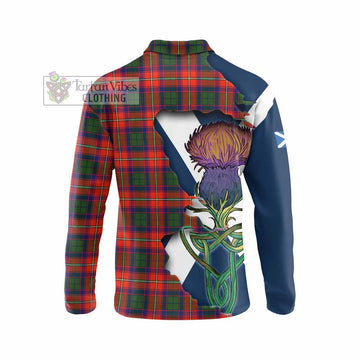 Tartan Vibes Clothing Wauchope Tartan Family Crest Long Sleeve Polo Shirt Scottish Thistle Celtic Inspired