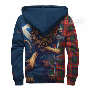 Wauchope Tartan Family Crest Sherpa Hoodie with Scottish Majestic Lion - Tartan Vibes Clothing