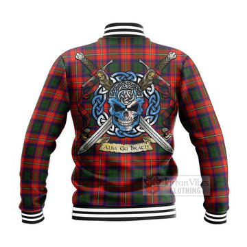 Wauchope Tartan Baseball Jacket with Family Crest Celtic Skull Style - Tartan Vibes Clothing