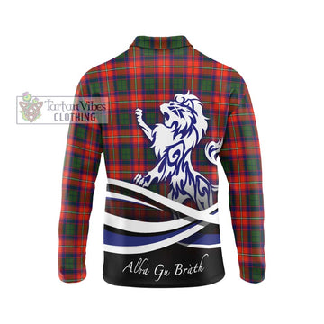Wauchope Tartan Long Sleeve Polo Shirt with Alba Gu Brath Regal Lion Emblem - Tartan Vibes Clothing