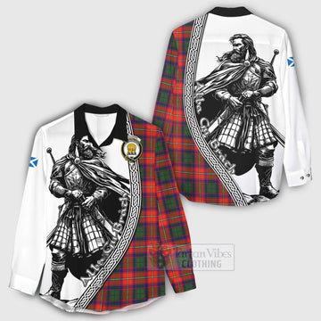 Wauchope Tartan Clan Crest Women's Casual Shirt with Highlander Warrior Celtic Style - Tartan Vibes Clothing