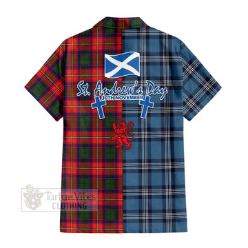 Wauchope Tartan Hawaiian Shirt Happy St. Andrew's Day Half Tartan Style - Tartan Vibes Clothing