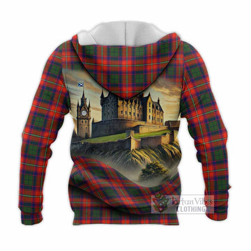 Wauchope Tartan Family Crest Knitted Hoodie with Scottish Ancient Castle Style - Tartan Vibes Clothing