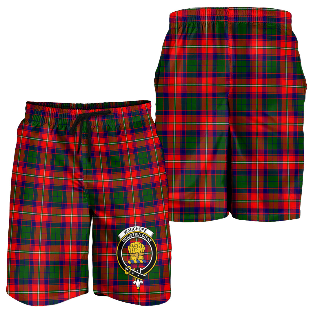 Wauchope Tartan Mens Shorts with Family Crest - Tartan Vibes Clothing