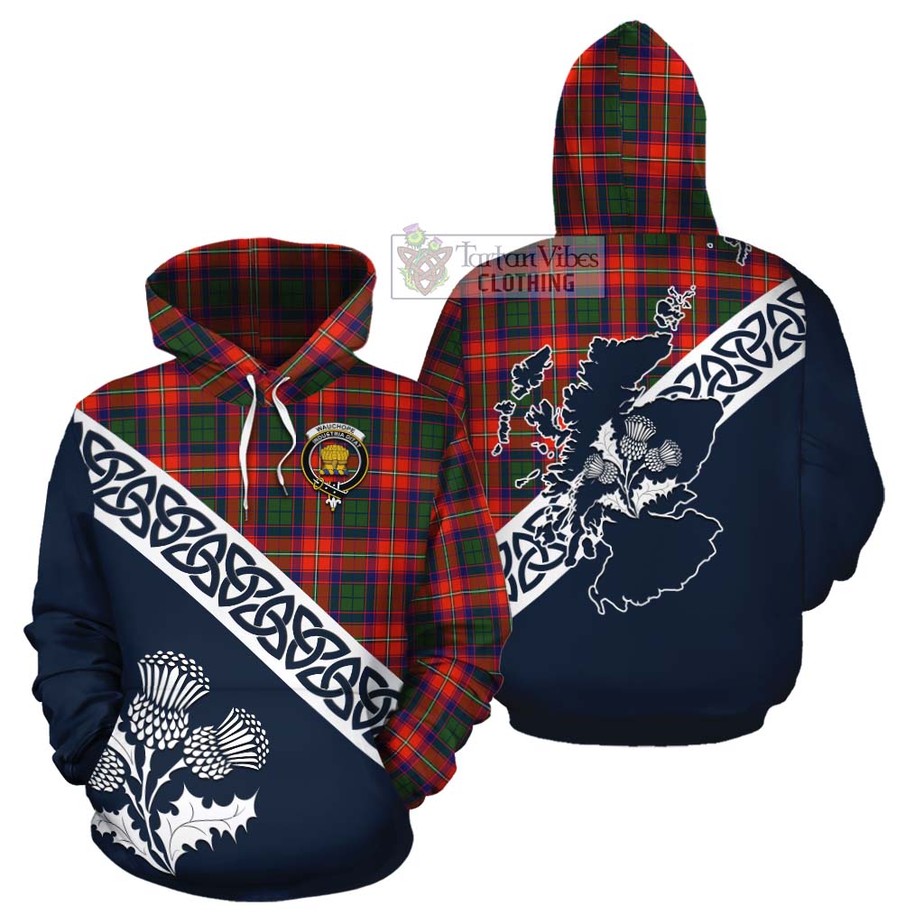 Wauchope Tartan Cotton Hoodie Featuring Thistle and Scotland Map Zip Hoodie - Tartan Vibes Clothing
