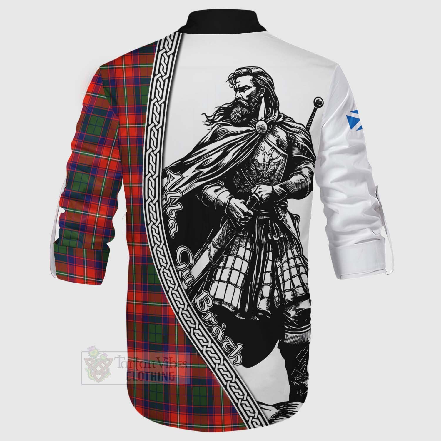 Wauchope Tartan Clan Crest Ghillie Kilt Shirt with Highlander Warrior Celtic Style - Tartan Vibes Clothing