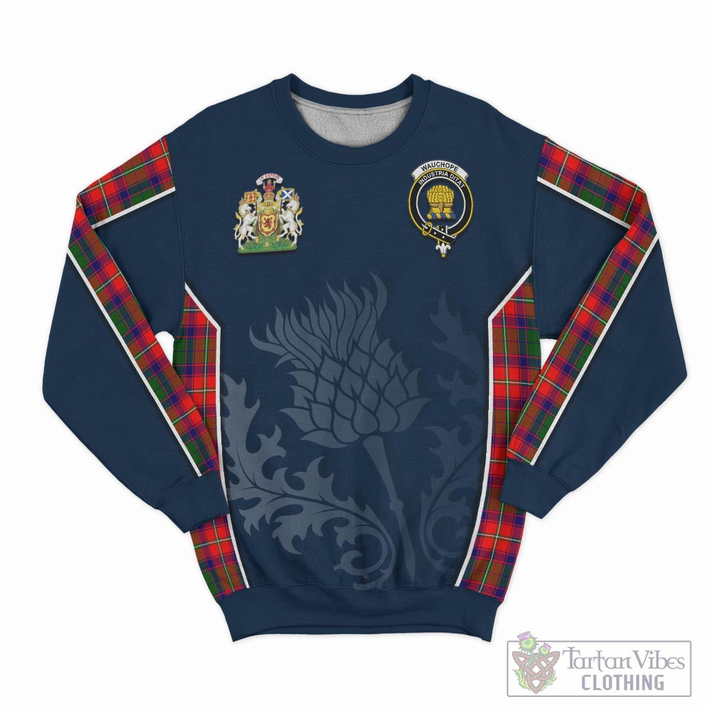 Wauchope Tartan Sweatshirt with Family Crest and Scottish Thistle Vibes Sport Style - Tartan Vibes Clothing
