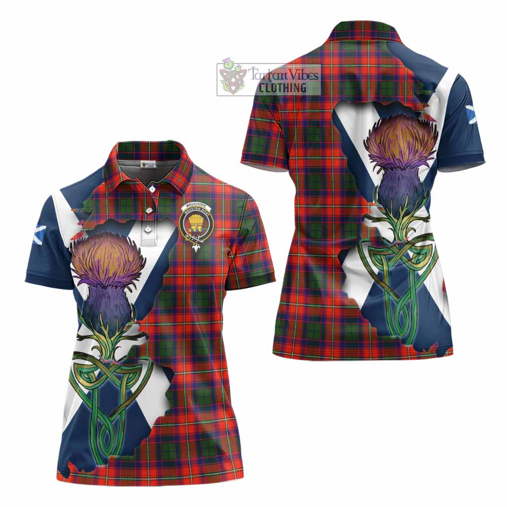 Tartan Vibes Clothing Wauchope Tartan Family Crest Women's Polo Shirt Scottish Thistle Celtic Inspired
