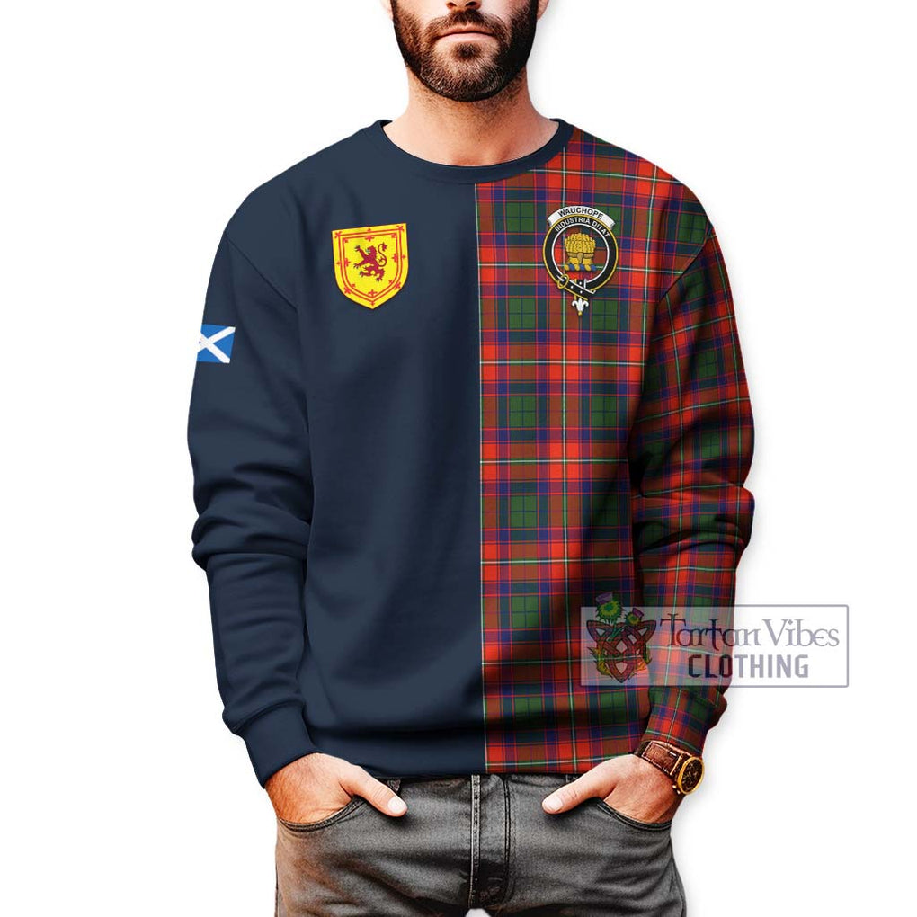 Wauchope Tartan Sweatshirt Alba with Scottish Lion Royal Arm Half Style - Tartan Vibes Clothing