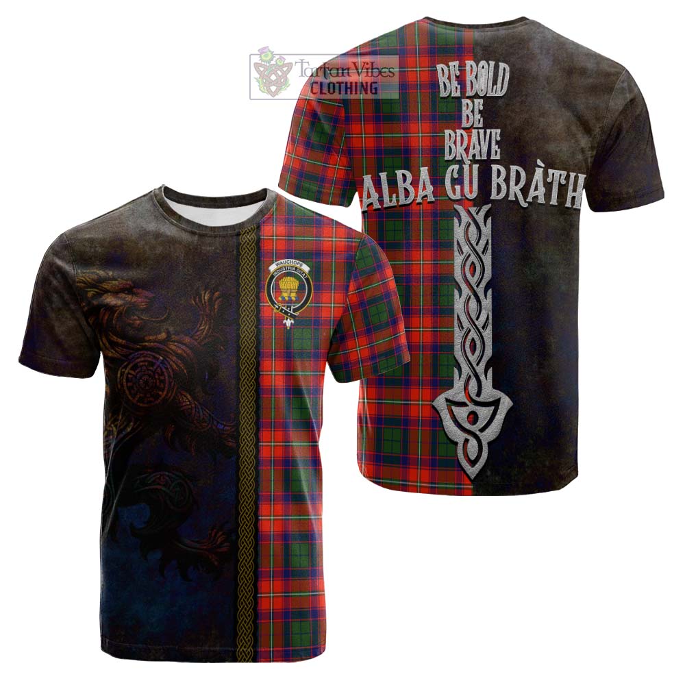 Tartan Vibes Clothing Wauchope Tartan Family Crest Cotton T-shirt Alba Gu Brath Be Brave Lion Ancient Style