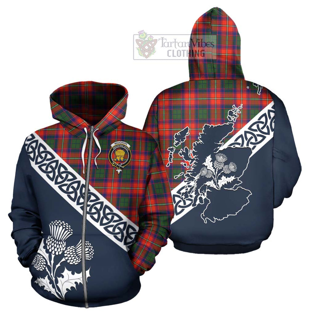 Wauchope Tartan Hoodie Featuring Thistle and Scotland Map - Tartan Vibes Clothing