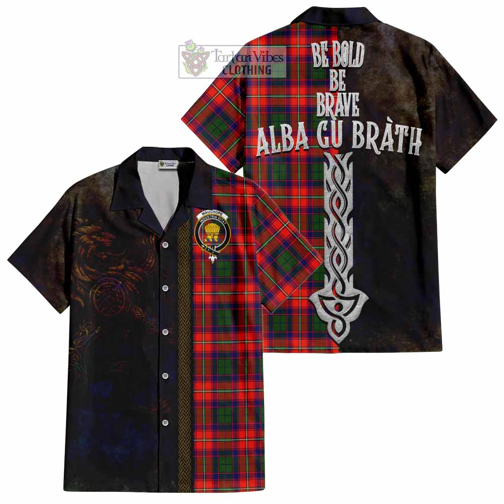Wauchope Tartan Family Crest Hawaiian Shirt Alba Gu Brath Be Brave Lion Ancient Style - Tartan Vibes Clothing