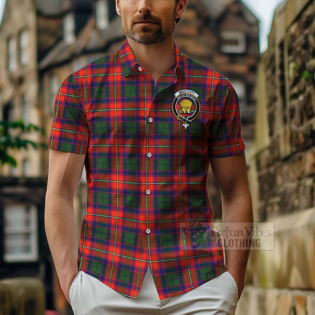 Wauchope Tartan Hawaiian Shirt with Family Crest Celtic Skull Style - Tartan Vibes Clothing