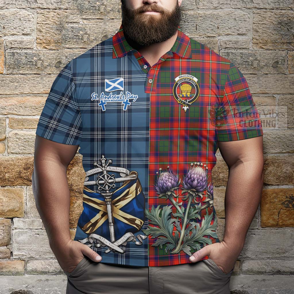 Wauchope Tartan Polo Shirt Happy St. Andrew's Day Half Tartan Style - Tartan Vibes Clothing